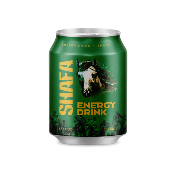 a green can of shafa 250ml energy drink