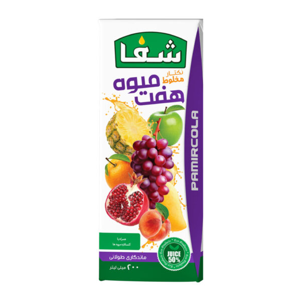 a pack of shafa mixed fruit juice